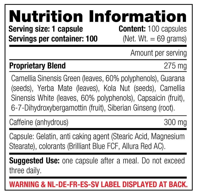 Stacker 3 XPLC - Nutrition Information